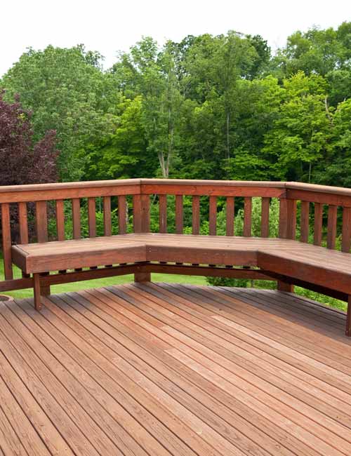Wooden deck with bench