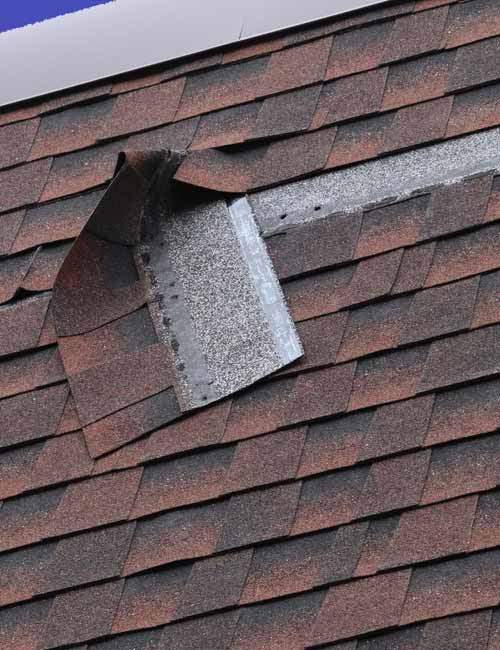 Storm damaged shingle